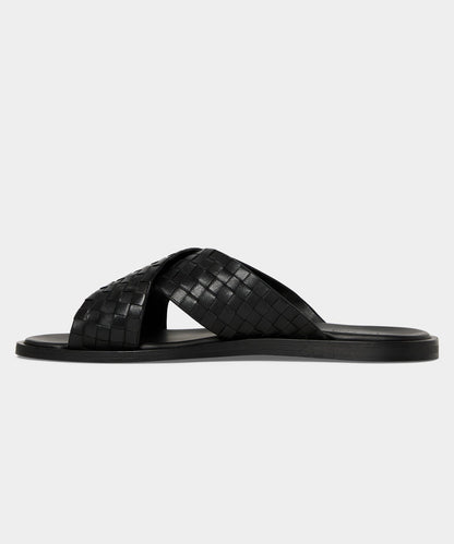 Todd Snyder Porto Woven Leather Sandal in Black Black