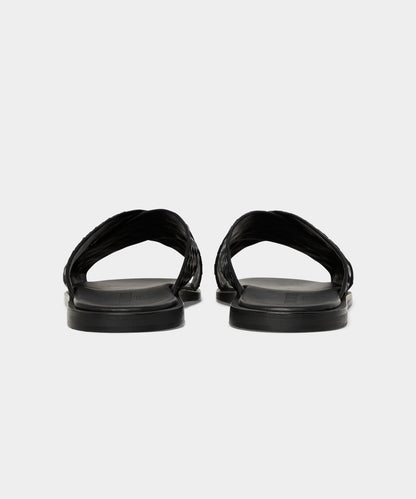 Todd Snyder Porto Woven Leather Sandal in Black Black