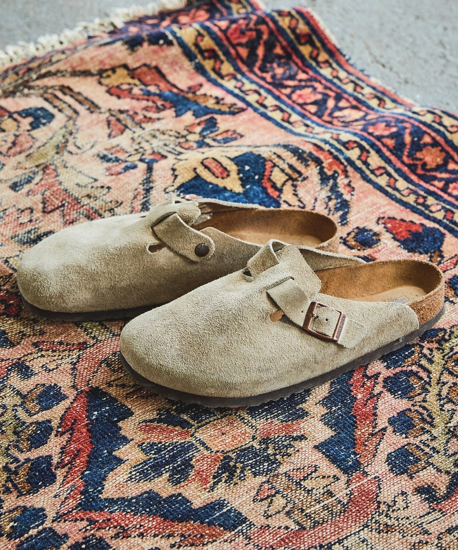 Todd Snyder Birkenstock Boston Mule in Taupe Suede Taupe