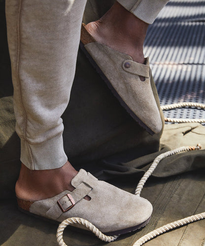 Todd Snyder Birkenstock Boston Mule in Taupe Suede Taupe