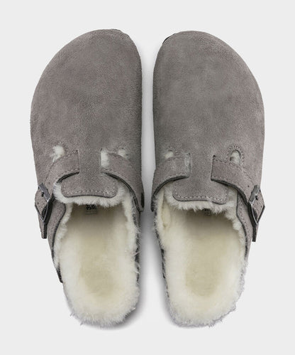 Todd Snyder Birkenstock Boston Shearling Mule in Stone Grey