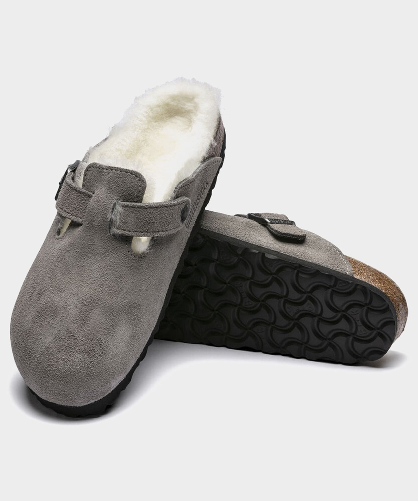 Todd Snyder Birkenstock Boston Shearling Mule in Stone Grey