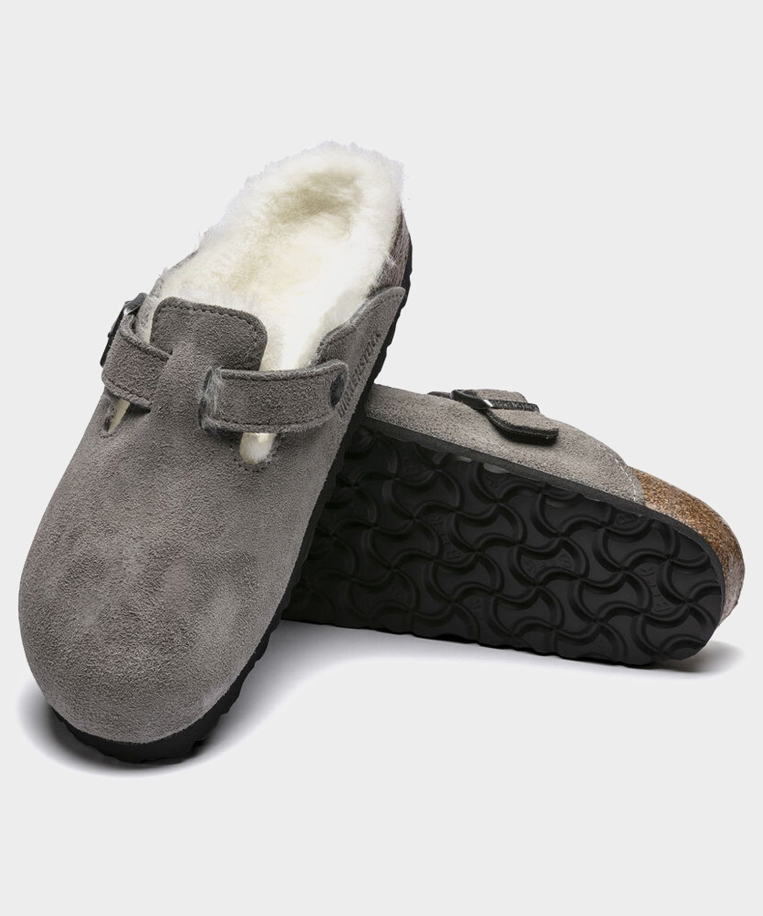 Todd Snyder Birkenstock Boston Shearling Mule in Stone Grey