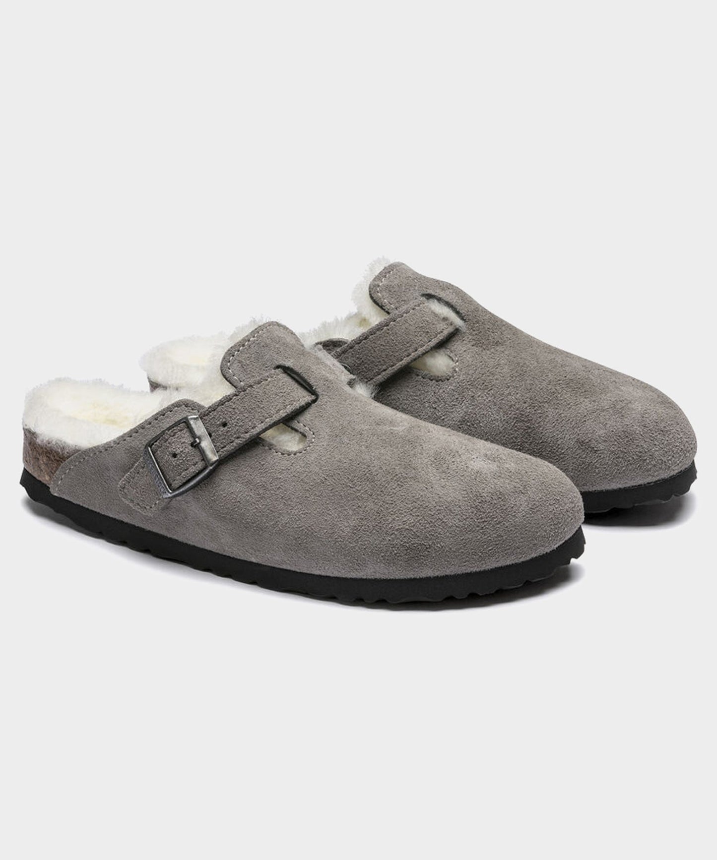 Todd Snyder Birkenstock Boston Shearling Mule in Stone Grey