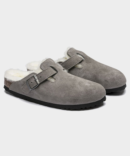 Todd Snyder Birkenstock Boston Shearling Mule in Stone Grey