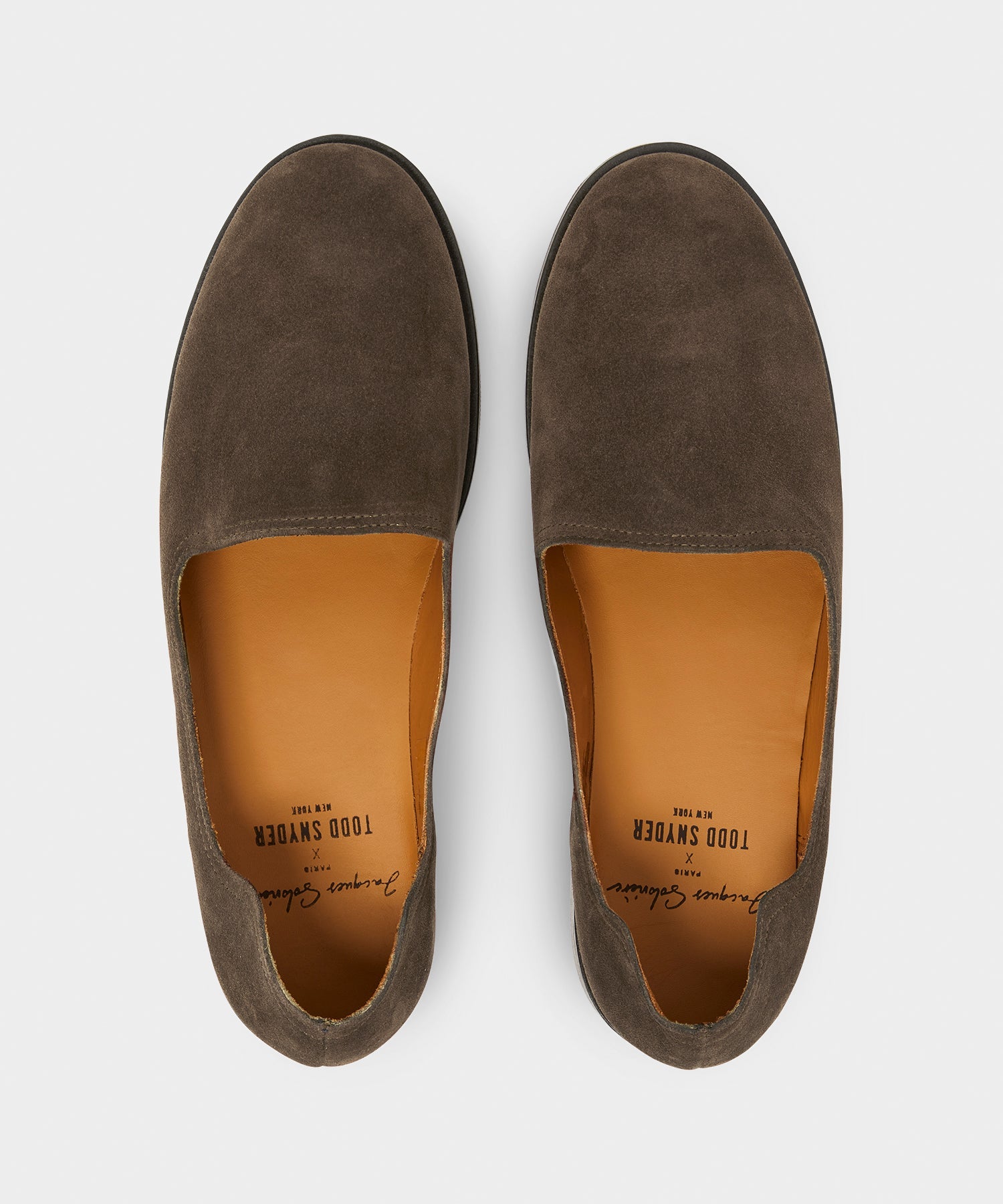 Todd Snyder Todd Snyder x Jacques Solovière Suede Slippers in Olive Brown Brown