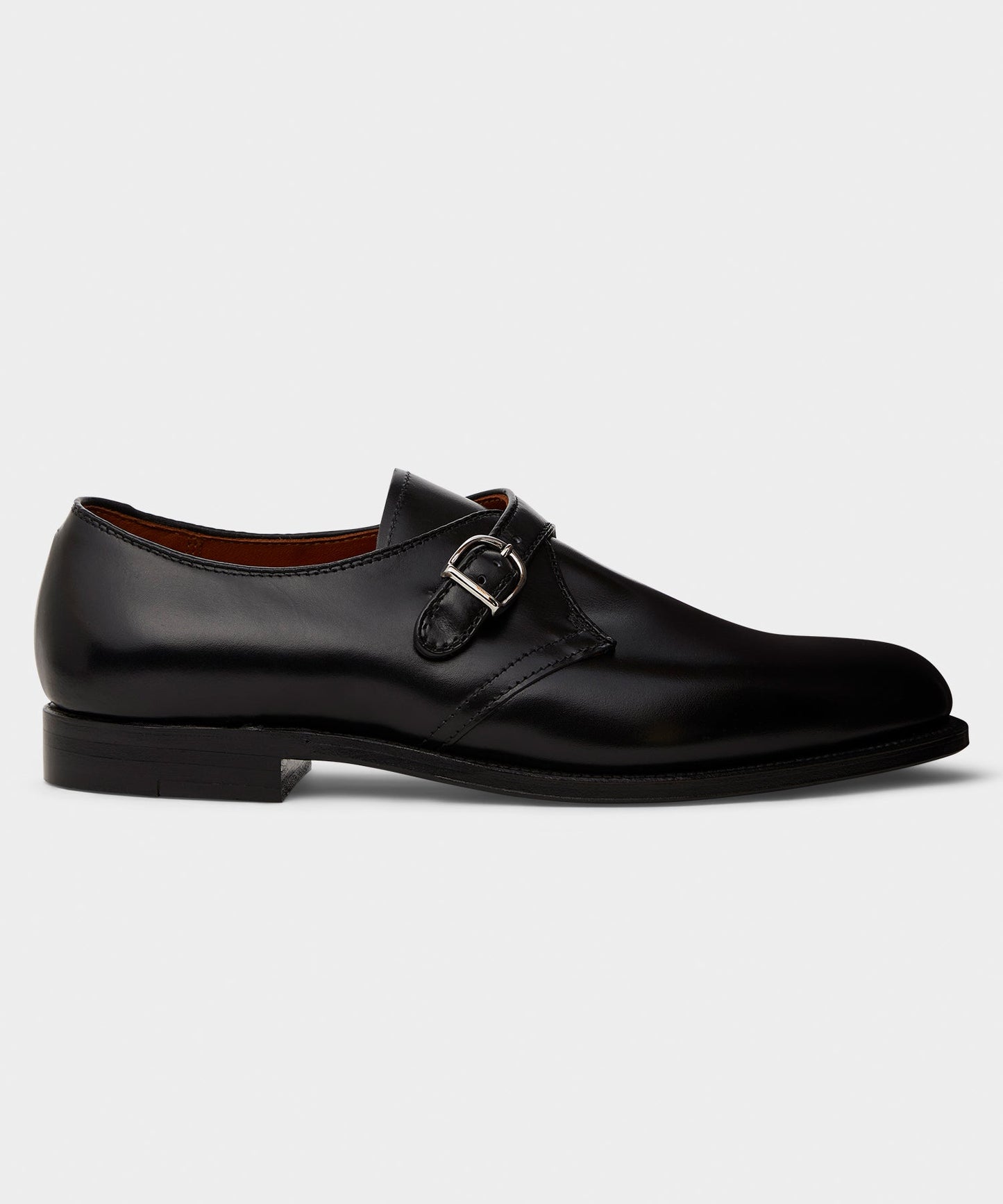 Todd Snyder Alden Plain Toe Monk Strap Shoe Black