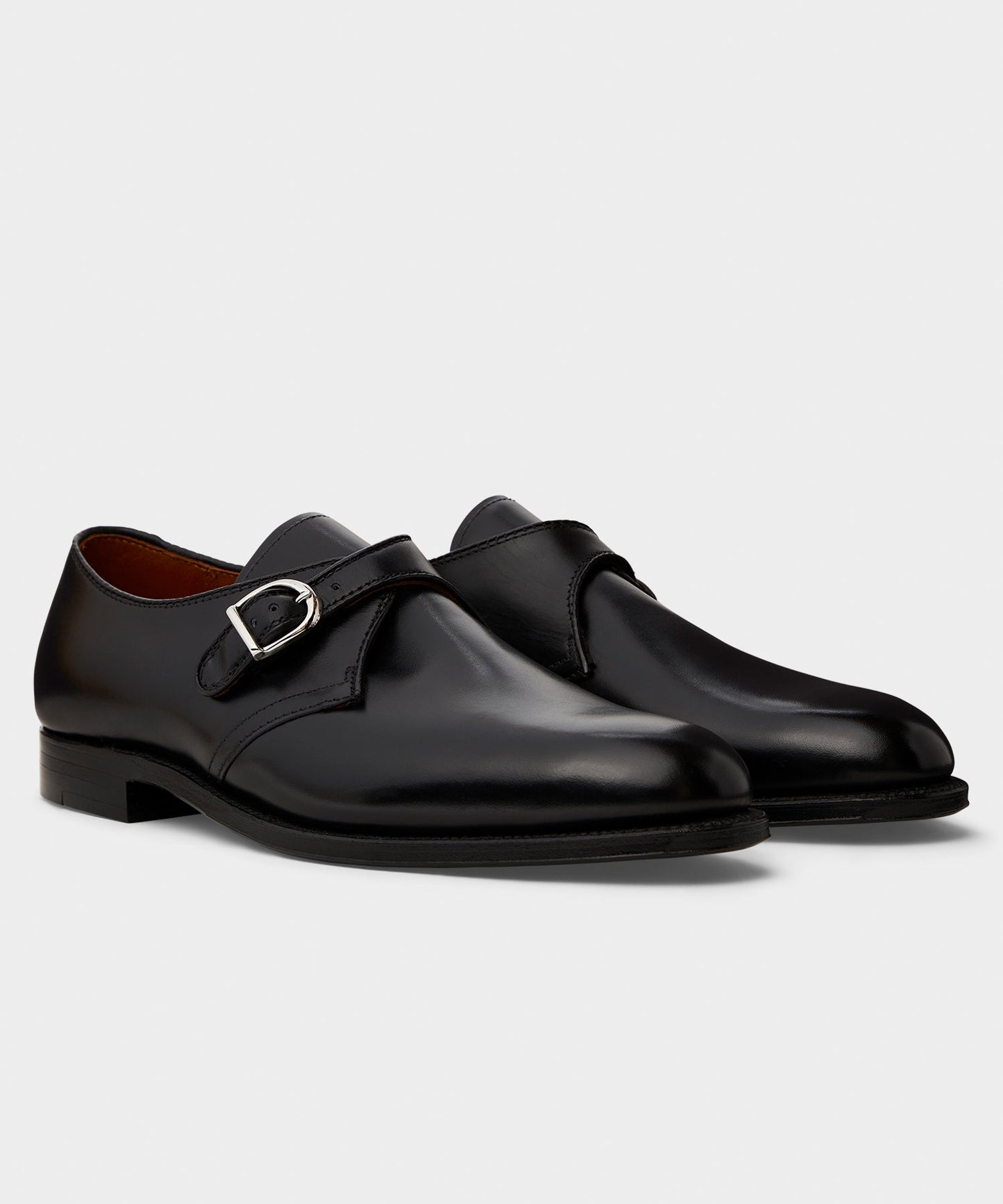 Todd Snyder Alden Plain Toe Monk Strap Shoe Black