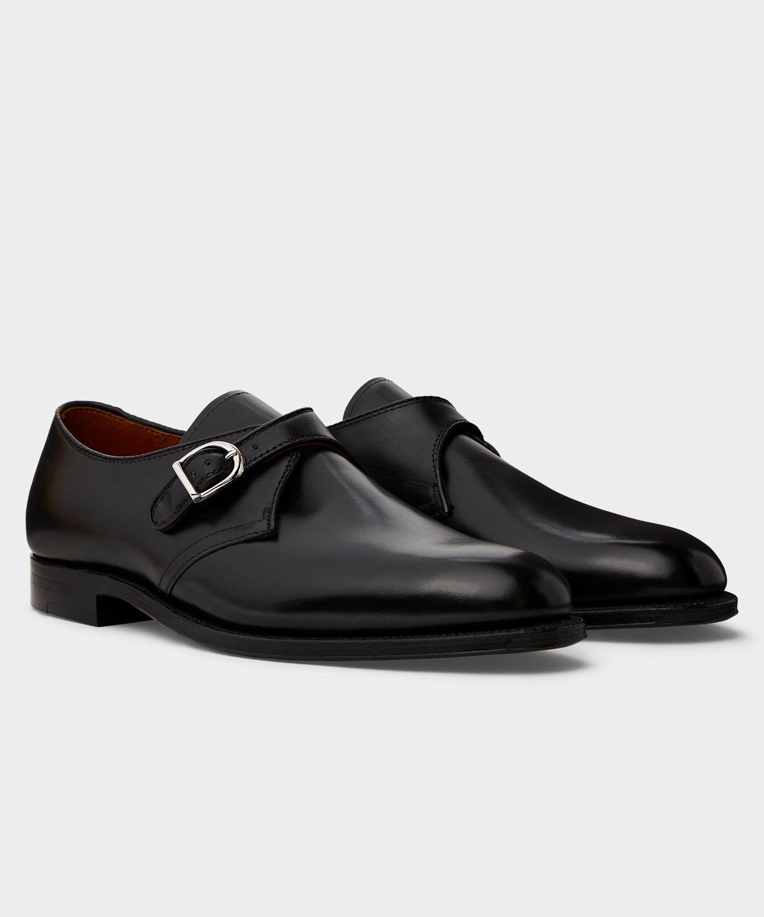 Todd Snyder Alden Plain Toe Monk Strap Shoe Black