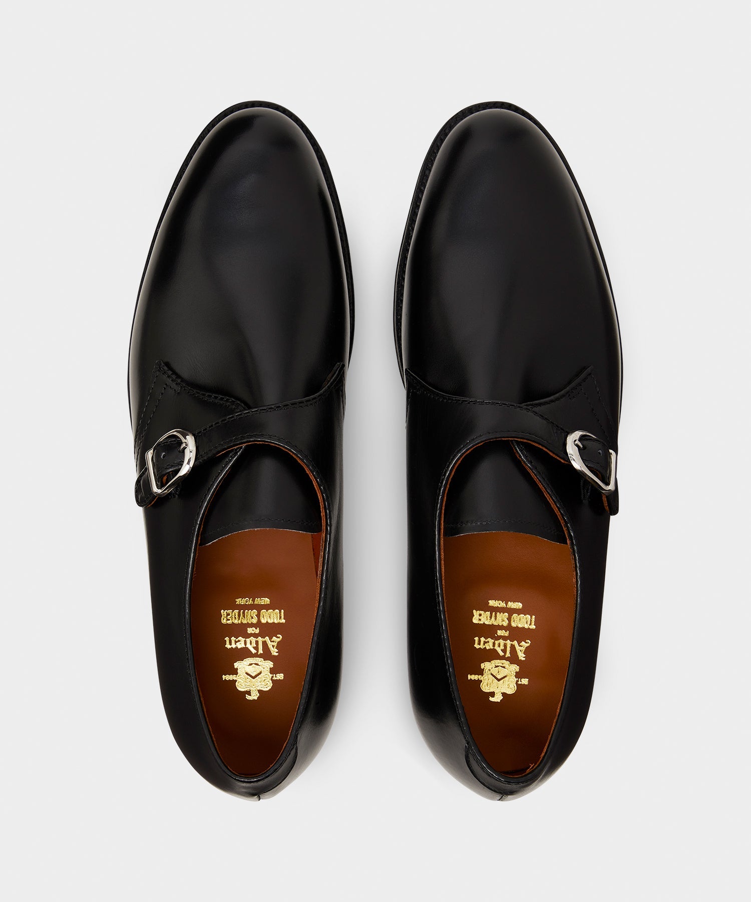 Todd Snyder Alden Plain Toe Monk Strap Shoe Black