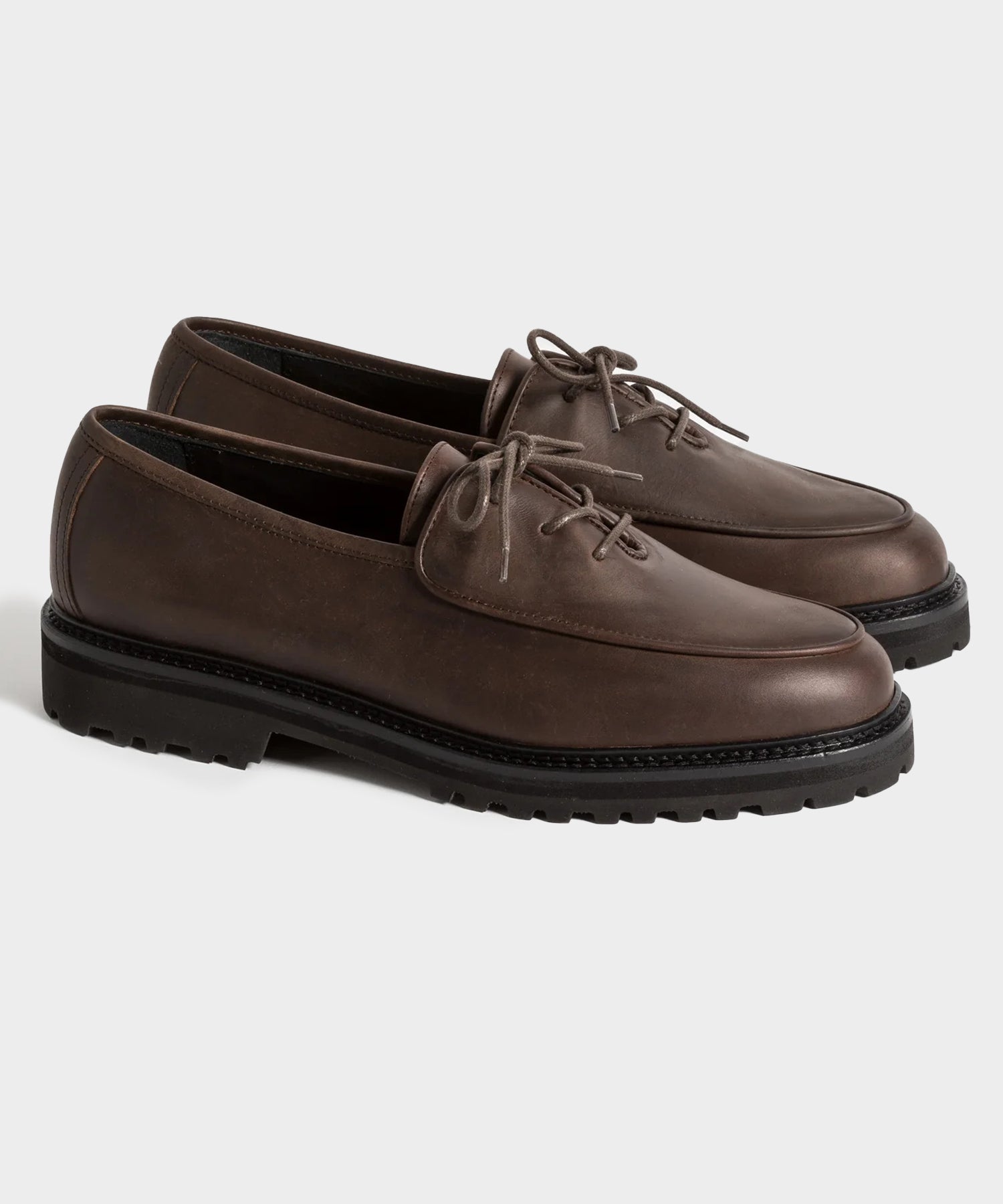 Todd Snyder Jacques Solovière Fleurs Oiled Leather Lace-up Shoe in Dark Brown Dark Brown