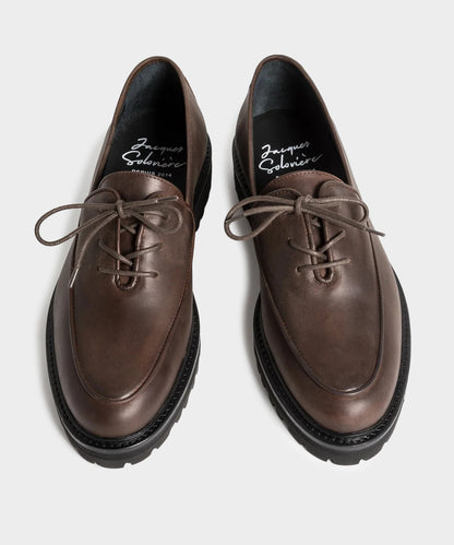 Todd Snyder Jacques Solovière Fleurs Oiled Leather Lace-up Shoe in Dark Brown Dark Brown