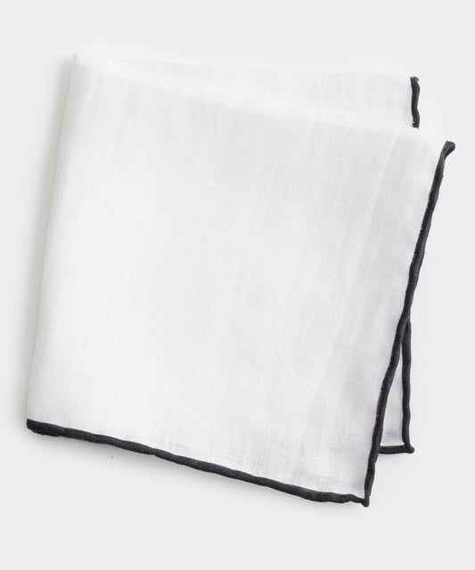 Todd Snyder Italian Tipped Linen Pocket Square in Black Black