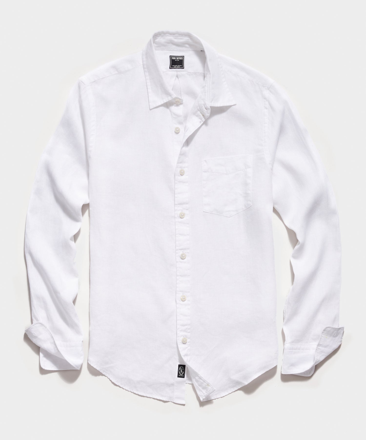 Todd Snyder Irish Sea Soft Linen Point Collar Long Sleeve Shirt in White White
