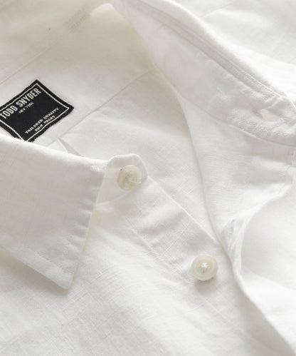 Todd Snyder Irish Sea Soft Linen Point Collar Long Sleeve Shirt in White White