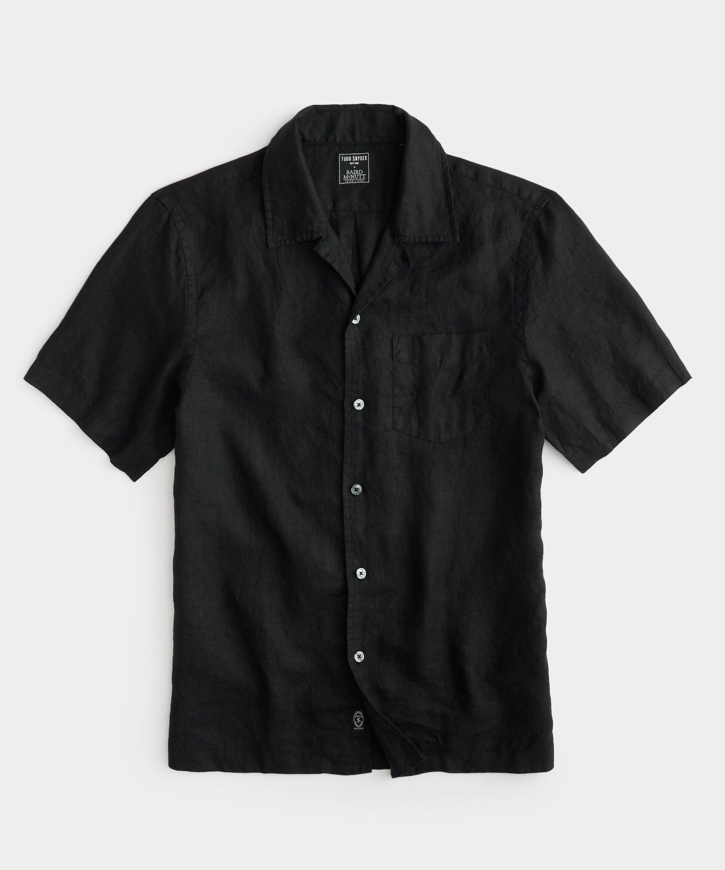 Todd Snyder Slim Fit Sea Soft Irish Linen Camp Collar Shirt in Black Black