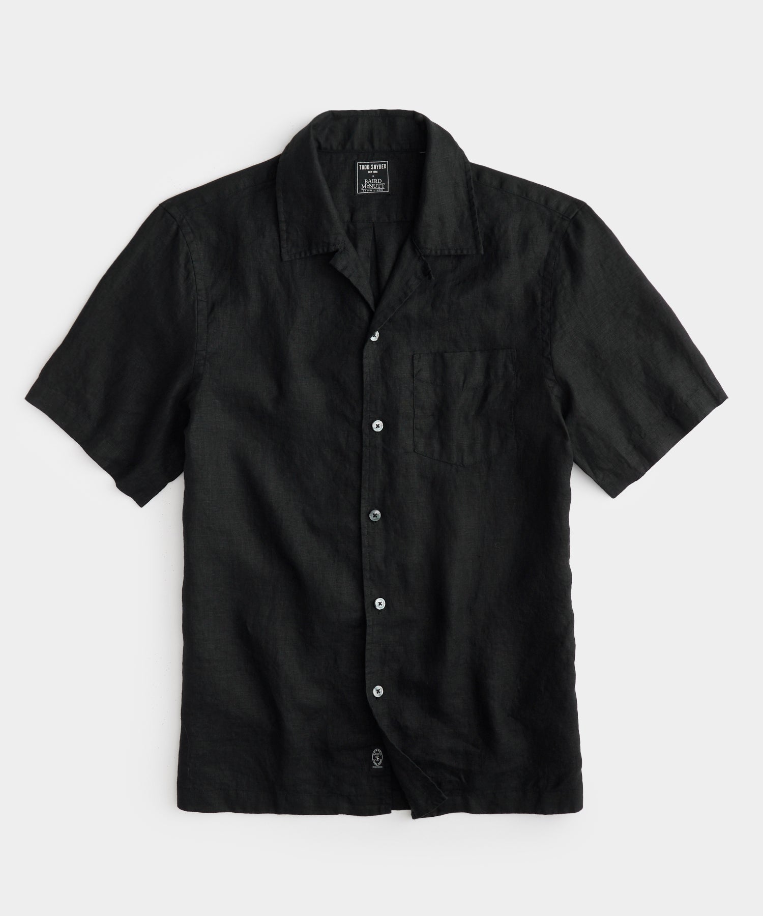 Todd Snyder Slim Fit Sea Soft Irish Linen Camp Collar Shirt in Black Black