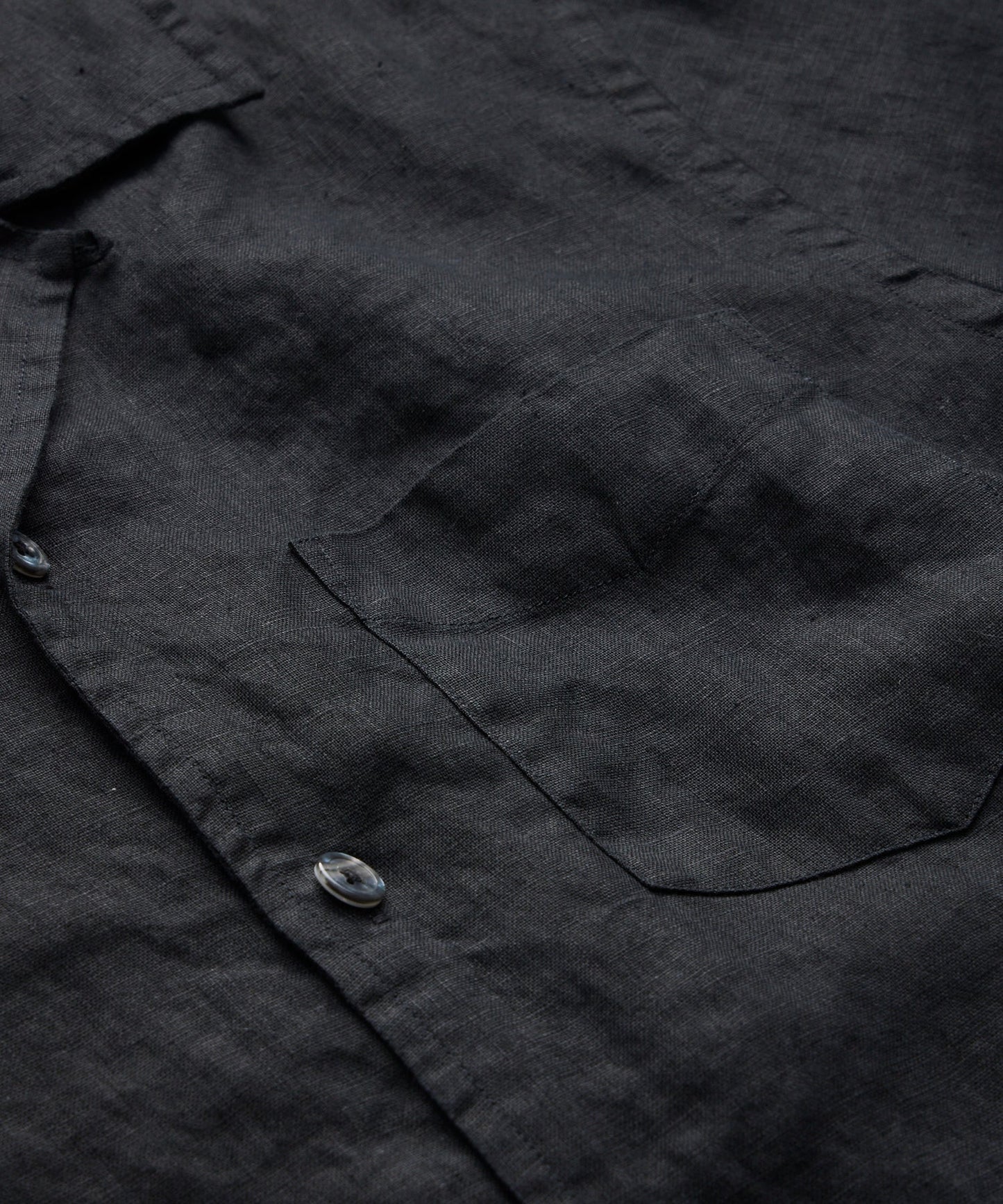Todd Snyder Slim Fit Sea Soft Irish Linen Camp Collar Shirt in Black Black