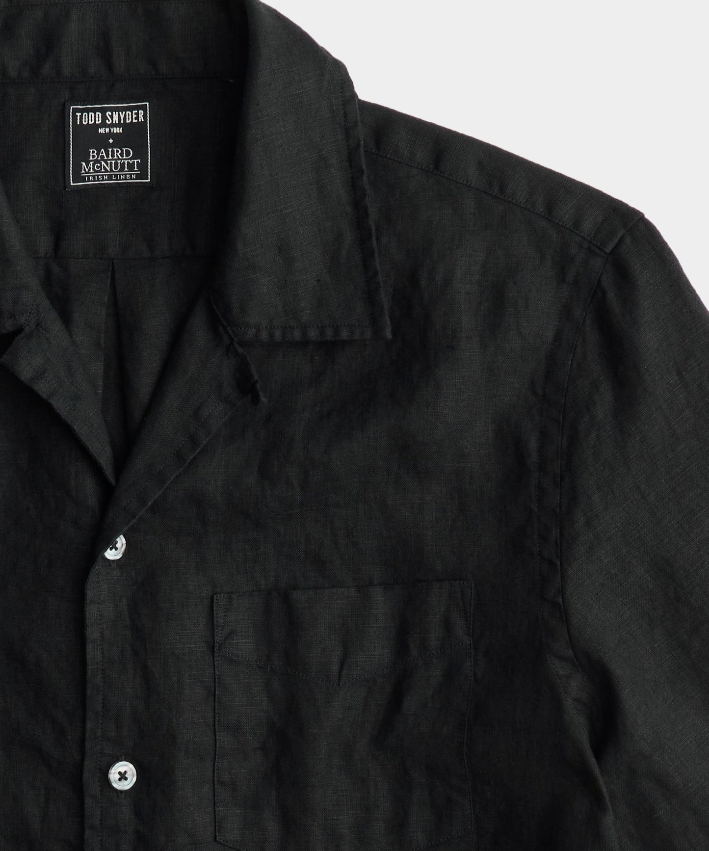 Todd Snyder Slim Fit Sea Soft Irish Linen Camp Collar Shirt in Black Black