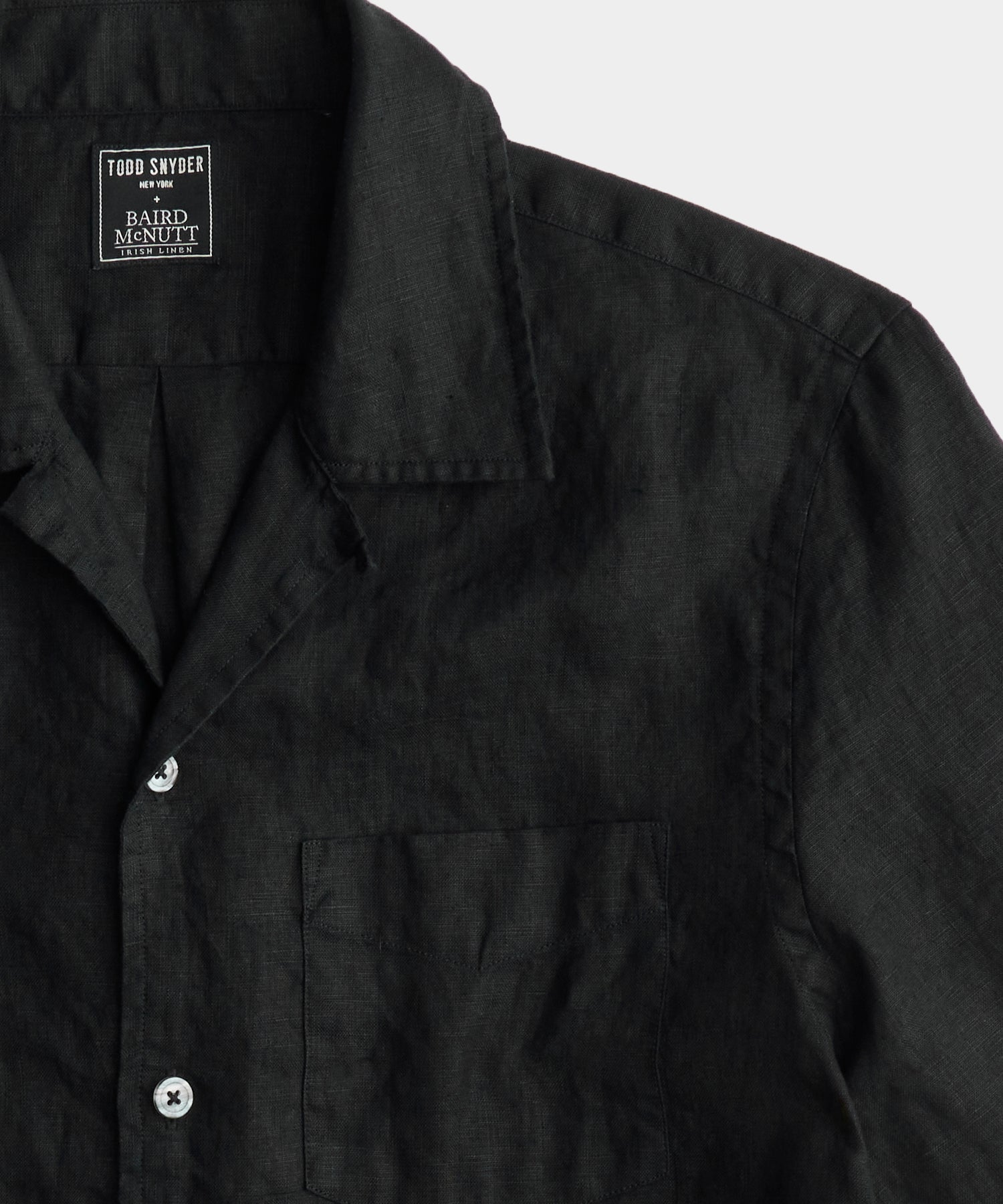 Todd Snyder Slim Fit Sea Soft Irish Linen Camp Collar Shirt in Black Black