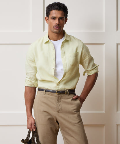 Todd Snyder Slim Sea Soft Irish Linen Point Collar Shirt in Mint Mint