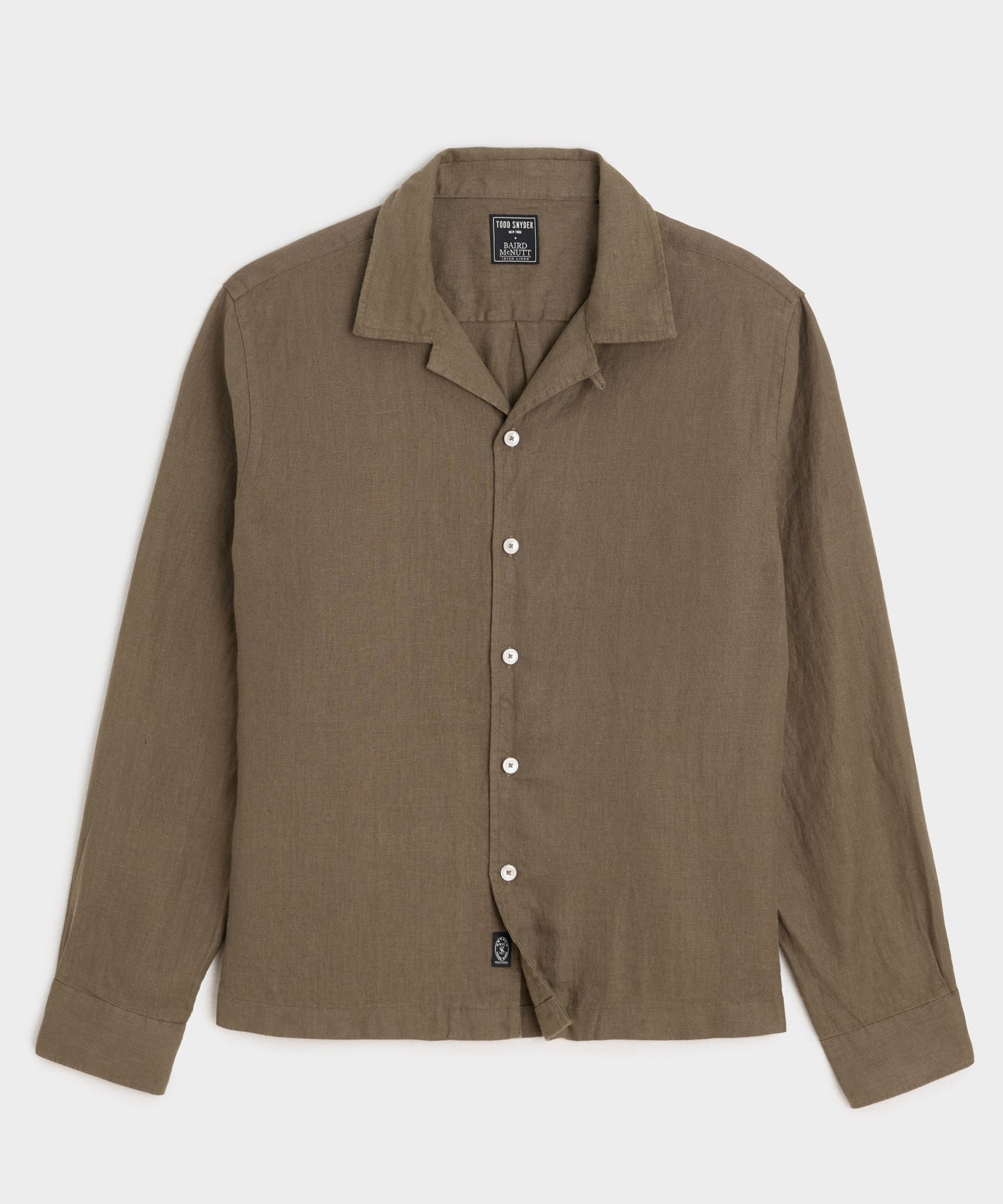 Todd Snyder Cropped Sea Soft Irish Linen Camp Collar Shirt in Pale Oak Pale Oak