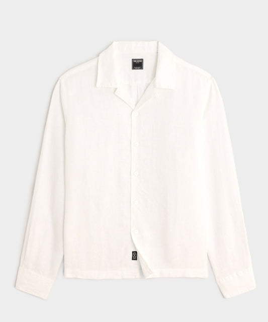 Todd Snyder Cropped Sea Soft Irish Linen Camp Collar Shirt in White White