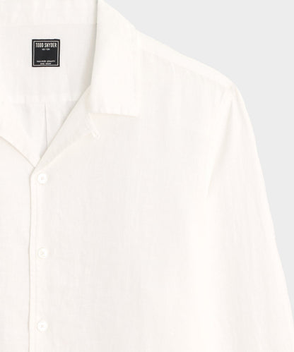Todd Snyder Cropped Sea Soft Irish Linen Camp Collar Shirt in White White