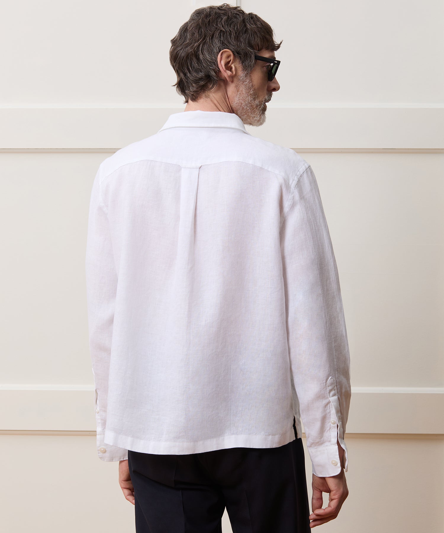 Todd Snyder Cropped Sea Soft Irish Linen Camp Collar Shirt in White White