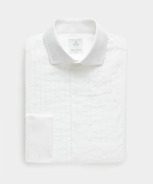 Todd Snyder Slim Fit Italian Wide Pleat Tuxedo Shirt in White White