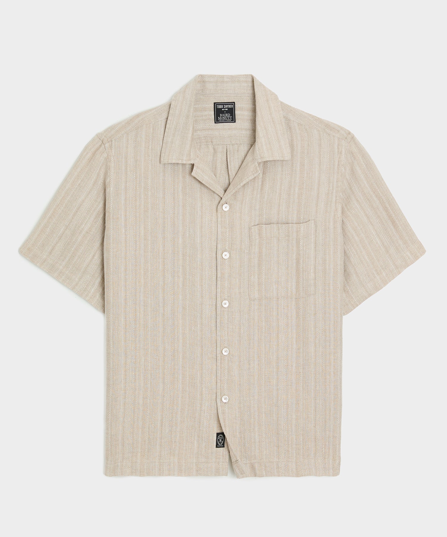 Todd Snyder Cropped Linen Camp Collar Shirt in Desert Beige Desert Beige