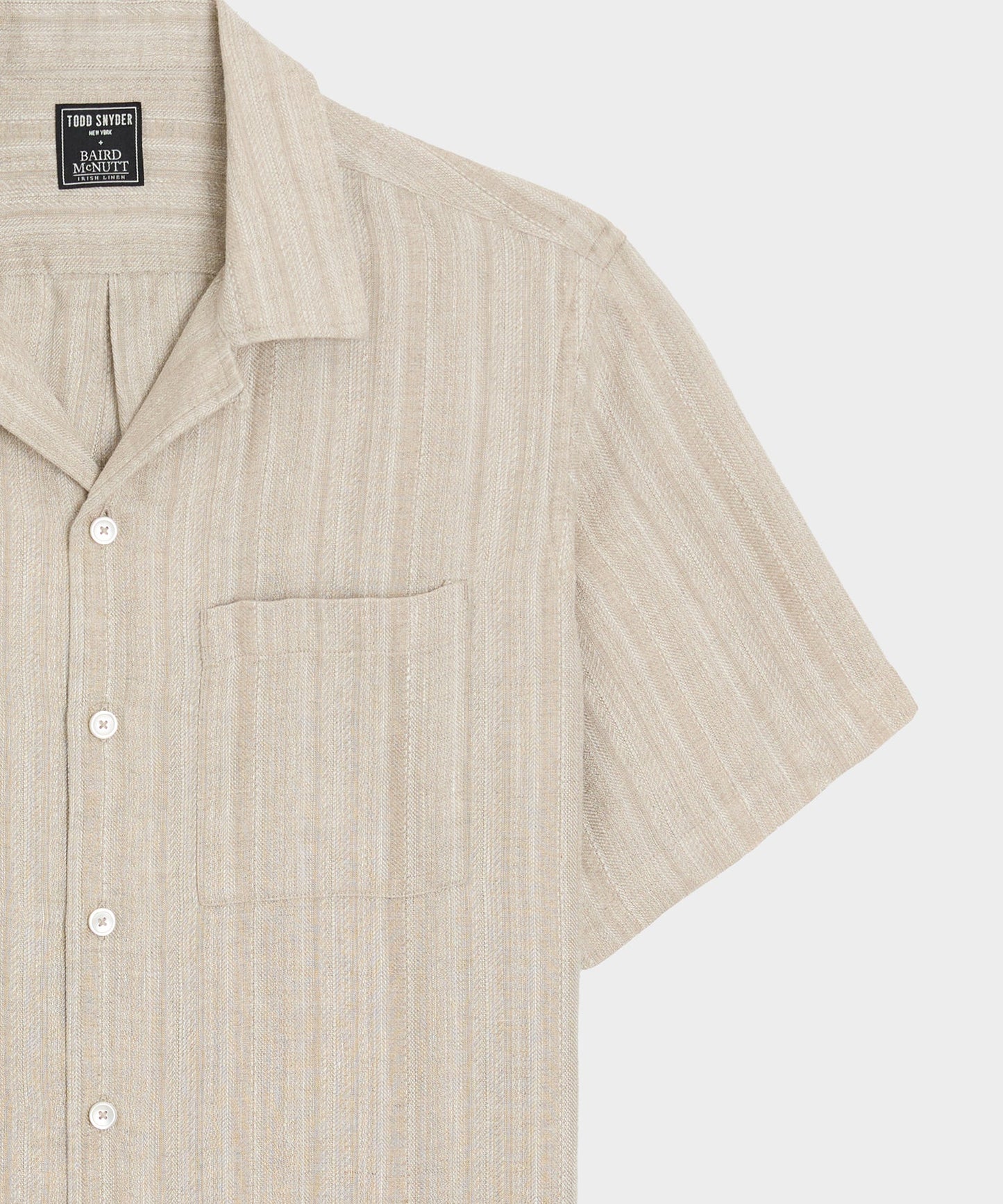 Todd Snyder Cropped Linen Camp Collar Shirt in Desert Beige Desert Beige