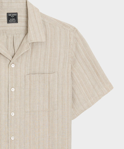 Todd Snyder Cropped Linen Camp Collar Shirt in Desert Beige Desert Beige