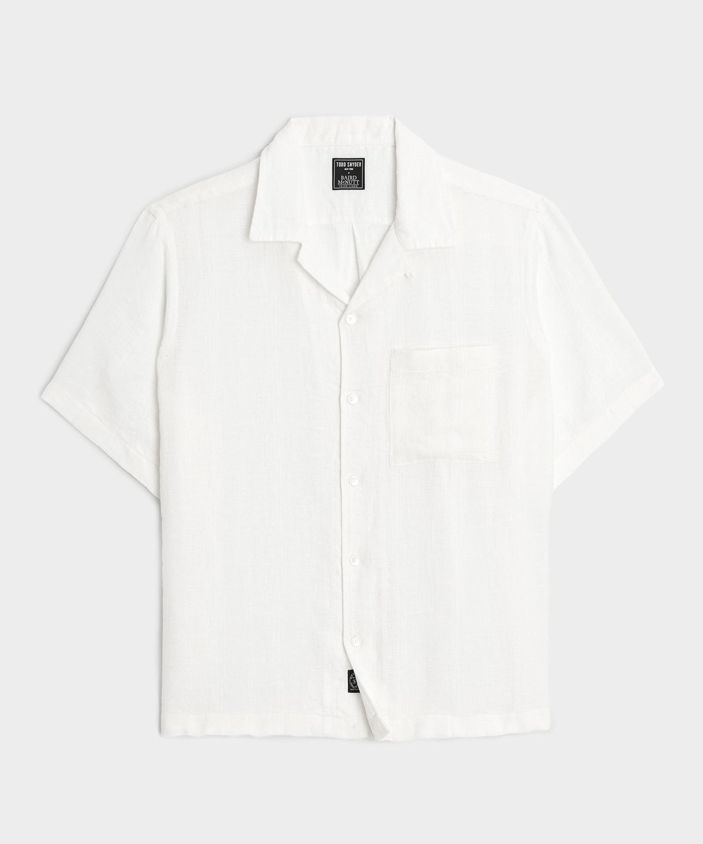 Todd Snyder Cropped Linen Camp Collar Shirt in White White