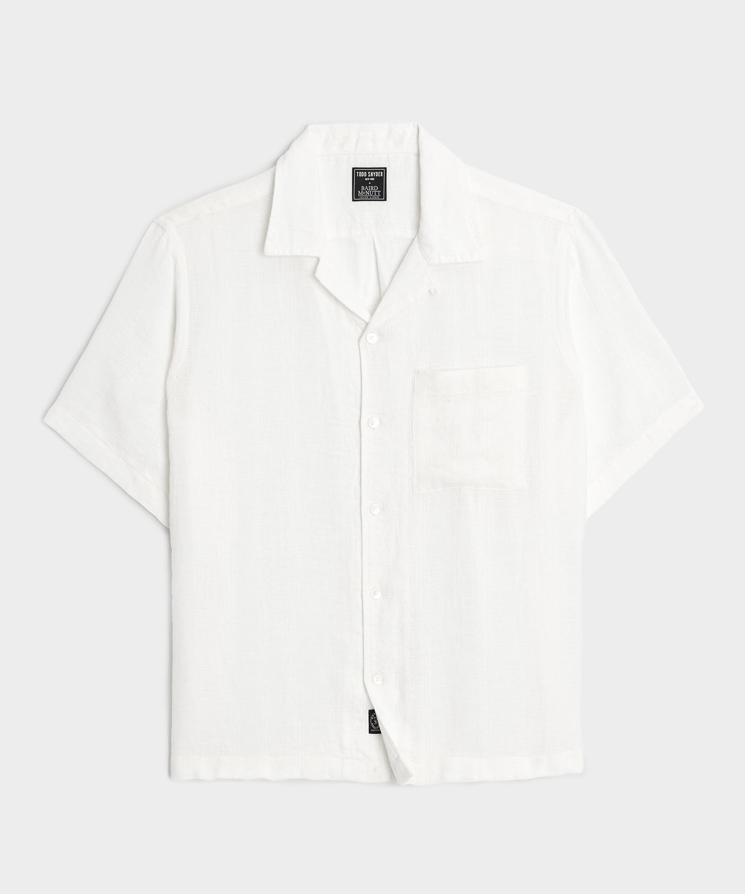 Todd Snyder Cropped Linen Camp Collar Shirt in White White