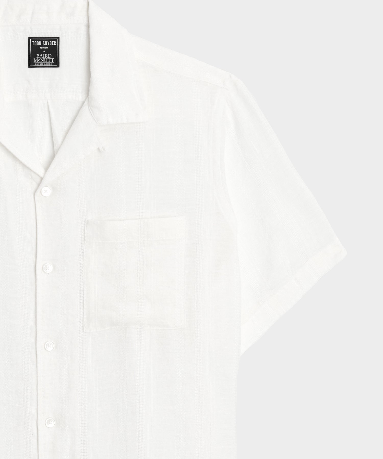 Todd Snyder Cropped Linen Camp Collar Shirt in White White