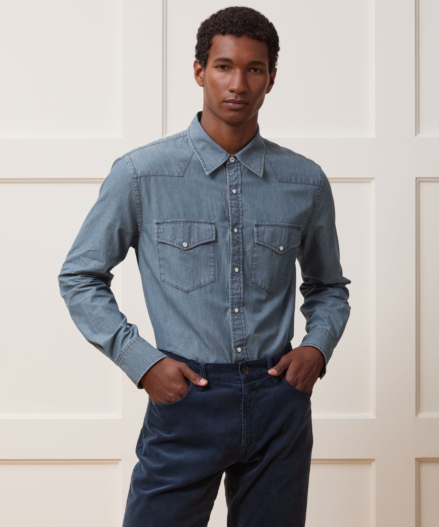 Todd Snyder Chambray Western Shirt in Indigo Indigo