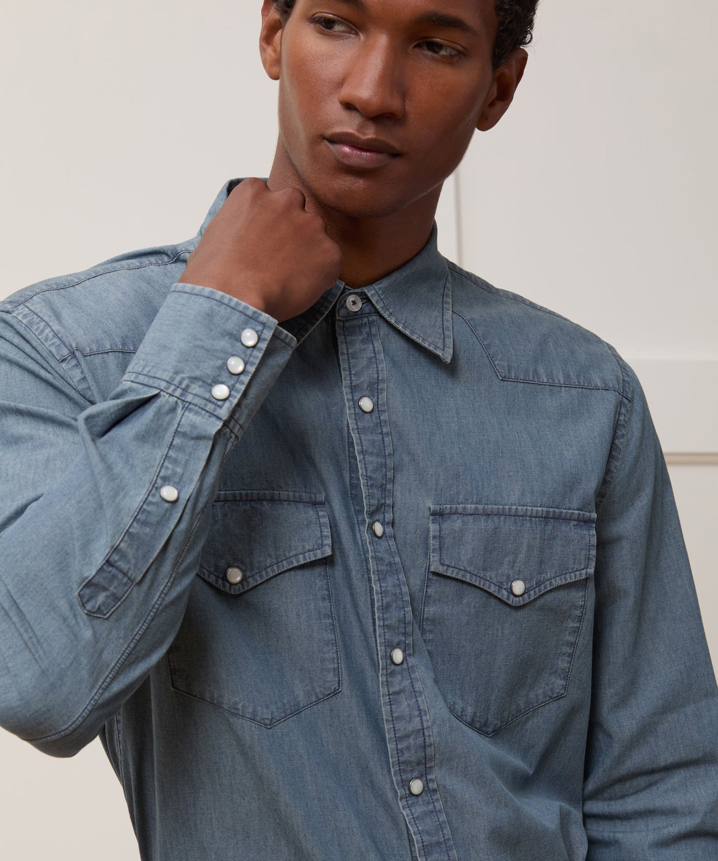 Todd Snyder Chambray Western Shirt in Indigo Indigo