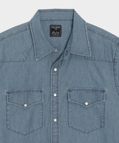 Todd Snyder Chambray Western Shirt in Indigo Indigo