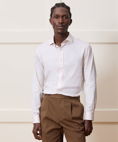 Todd Snyder Silk Spread Collar Dress Shirt in Cream Cream