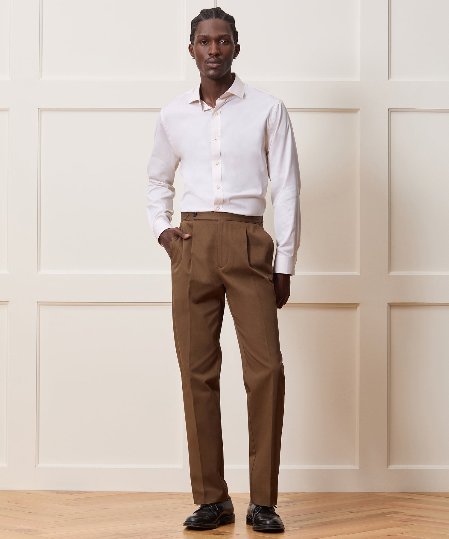 Todd Snyder Silk Spread Collar Dress Shirt in Cream Cream