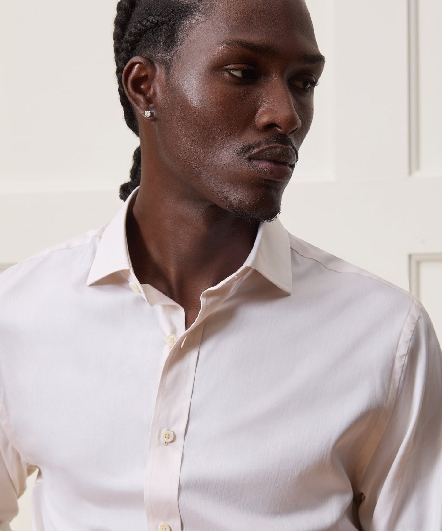 Todd Snyder Silk Spread Collar Dress Shirt in Cream Cream