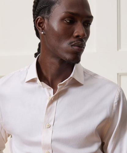 Todd Snyder Silk Spread Collar Dress Shirt in Cream Cream