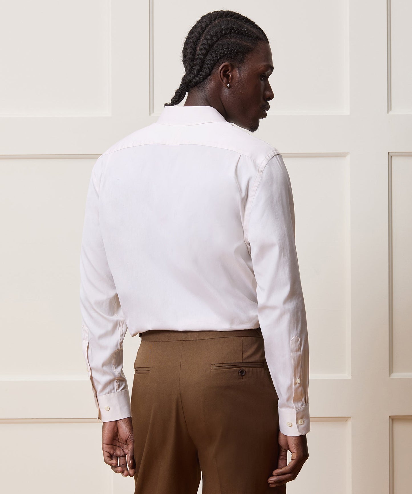 Todd Snyder Silk Spread Collar Dress Shirt in Cream Cream