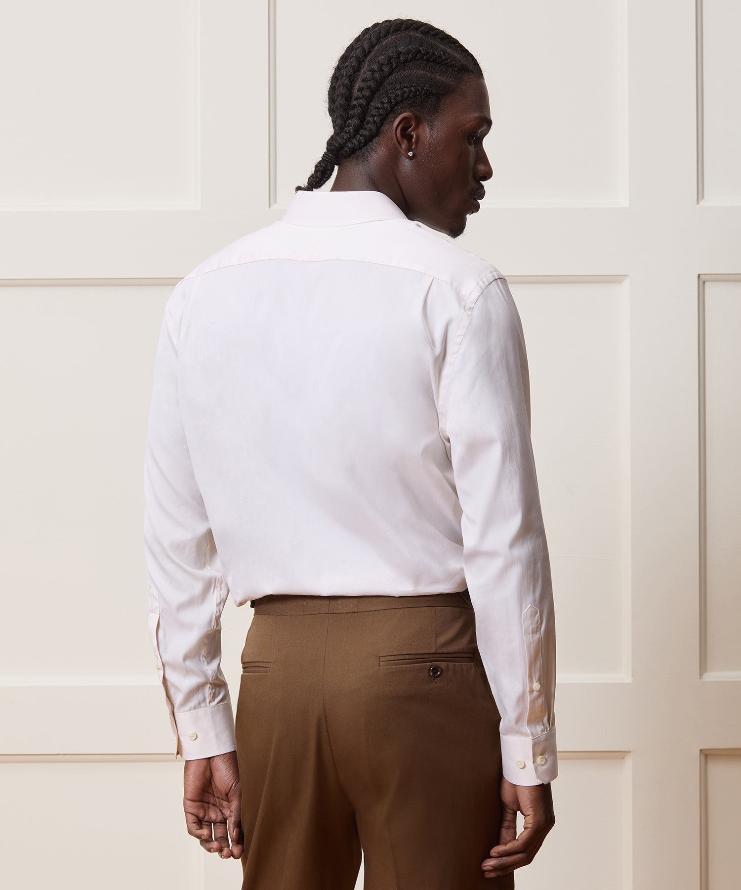 Todd Snyder Silk Spread Collar Dress Shirt in Cream Cream