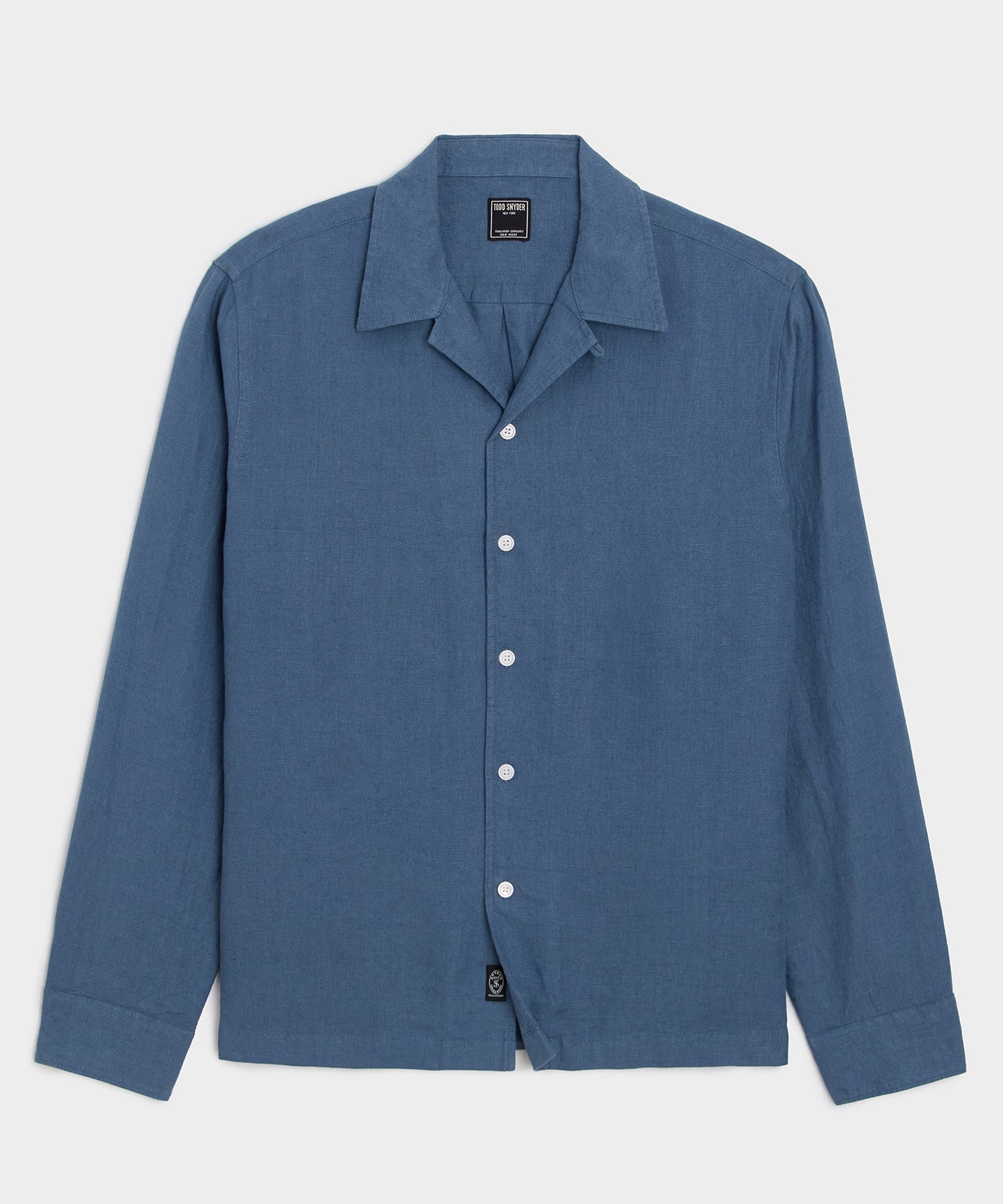 Todd Snyder Cropped Sea Soft Irish Linen Camp Collar Shirt in Denim Blue Denim Blue