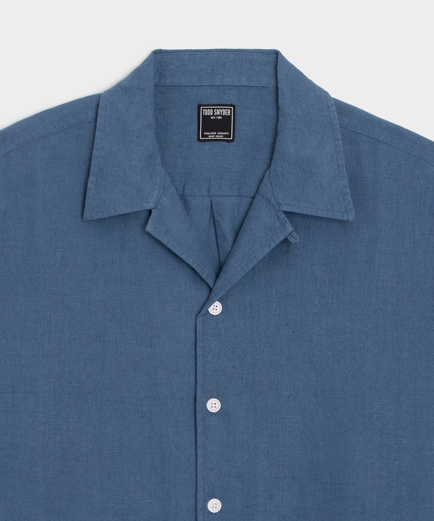 Todd Snyder Cropped Sea Soft Irish Linen Camp Collar Shirt in Denim Blue Denim Blue