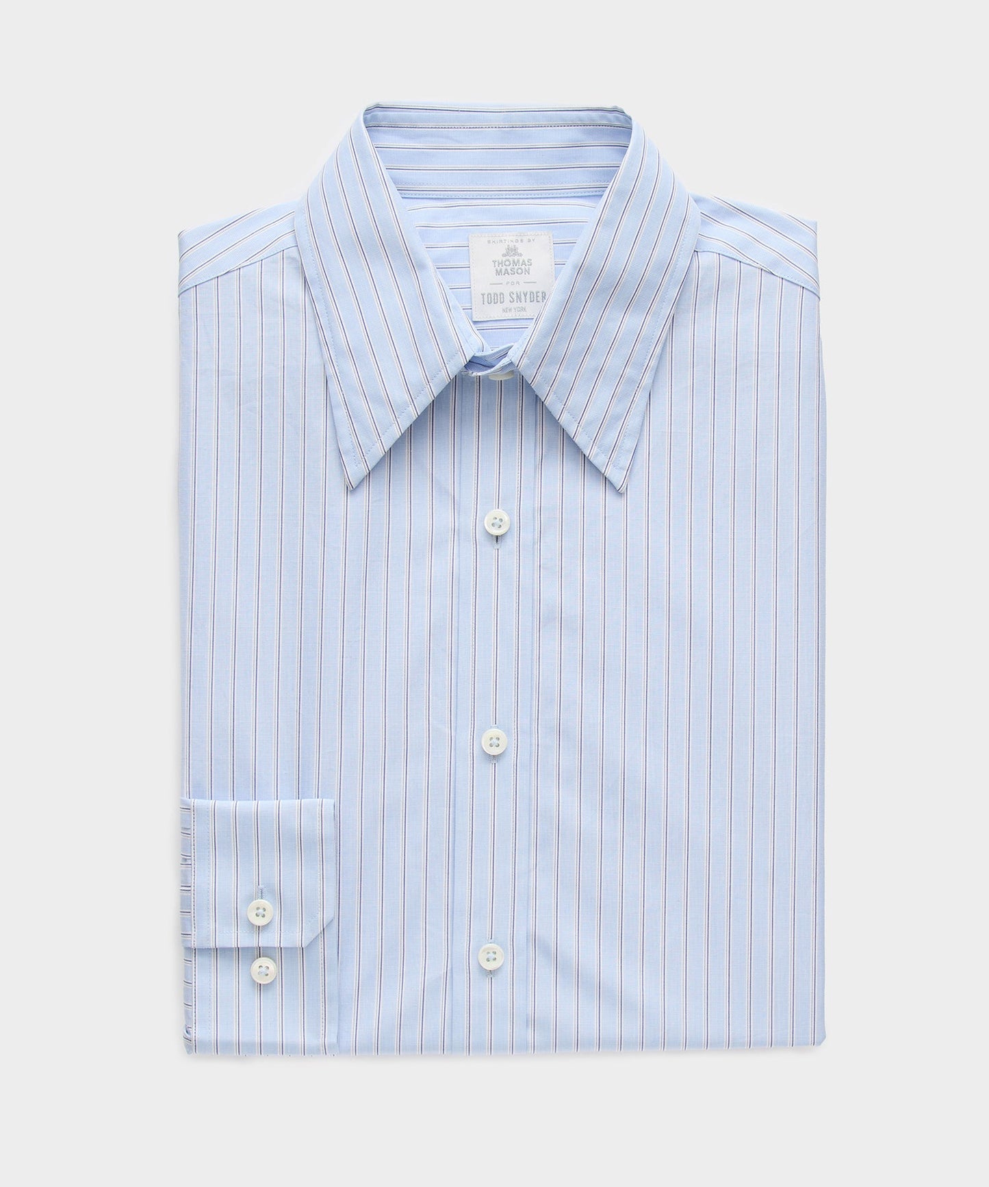 Todd Snyder Poplin Long Point Collar Dress Shirt in Blue stripe Blue
