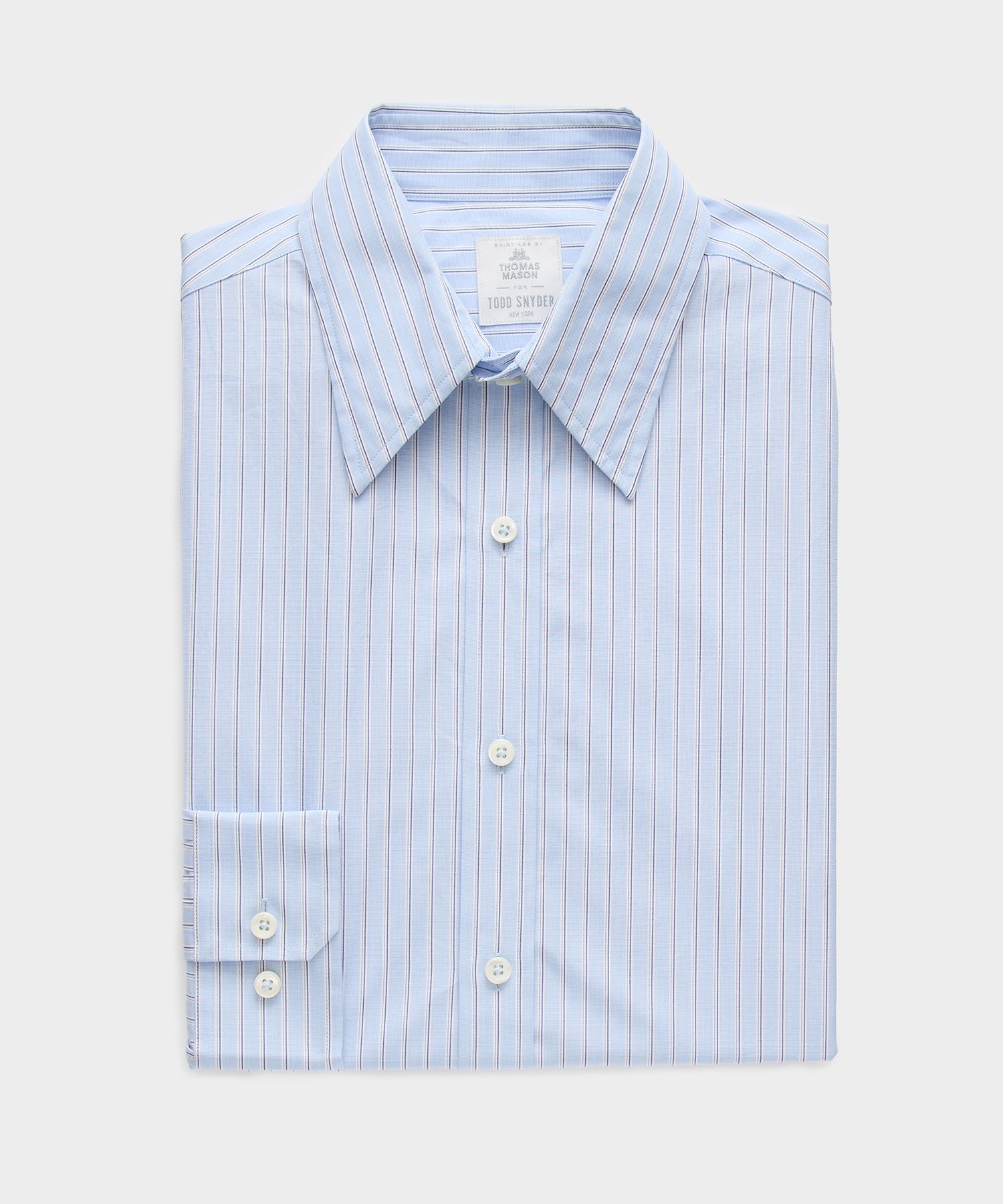 Todd Snyder Poplin Long Point Collar Dress Shirt in Blue stripe Blue
