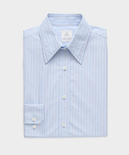 Todd Snyder Poplin Long Point Collar Dress Shirt in Blue stripe Blue
